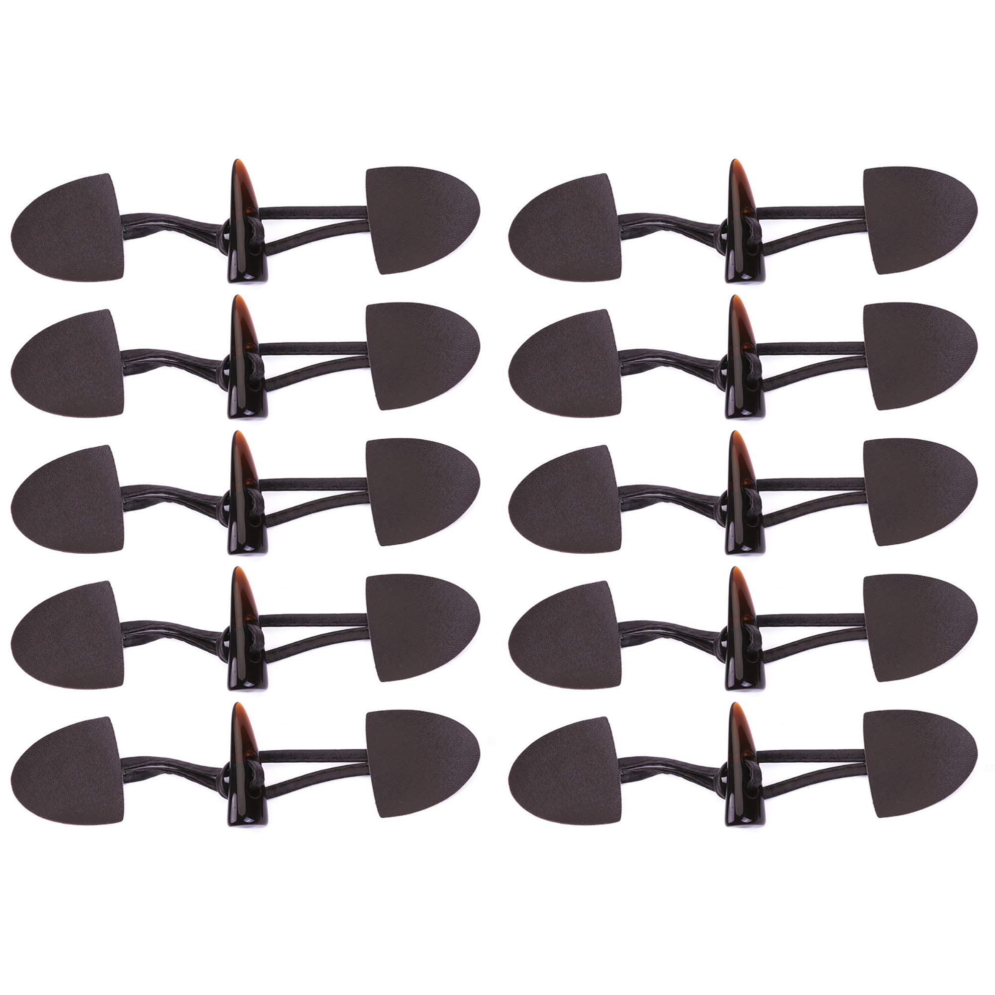 POFET 10 Sets Horn PU Leather Toggle Button Fasteners for Coat Jacket Duffle DIY Handmade Craft - Coffee, 16x4cm