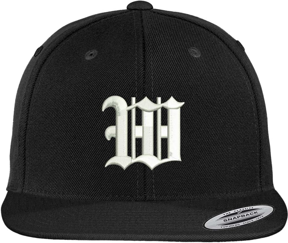 Trendy Apparel Shop Old English W Embroidered Flat Bill Snapback Cap