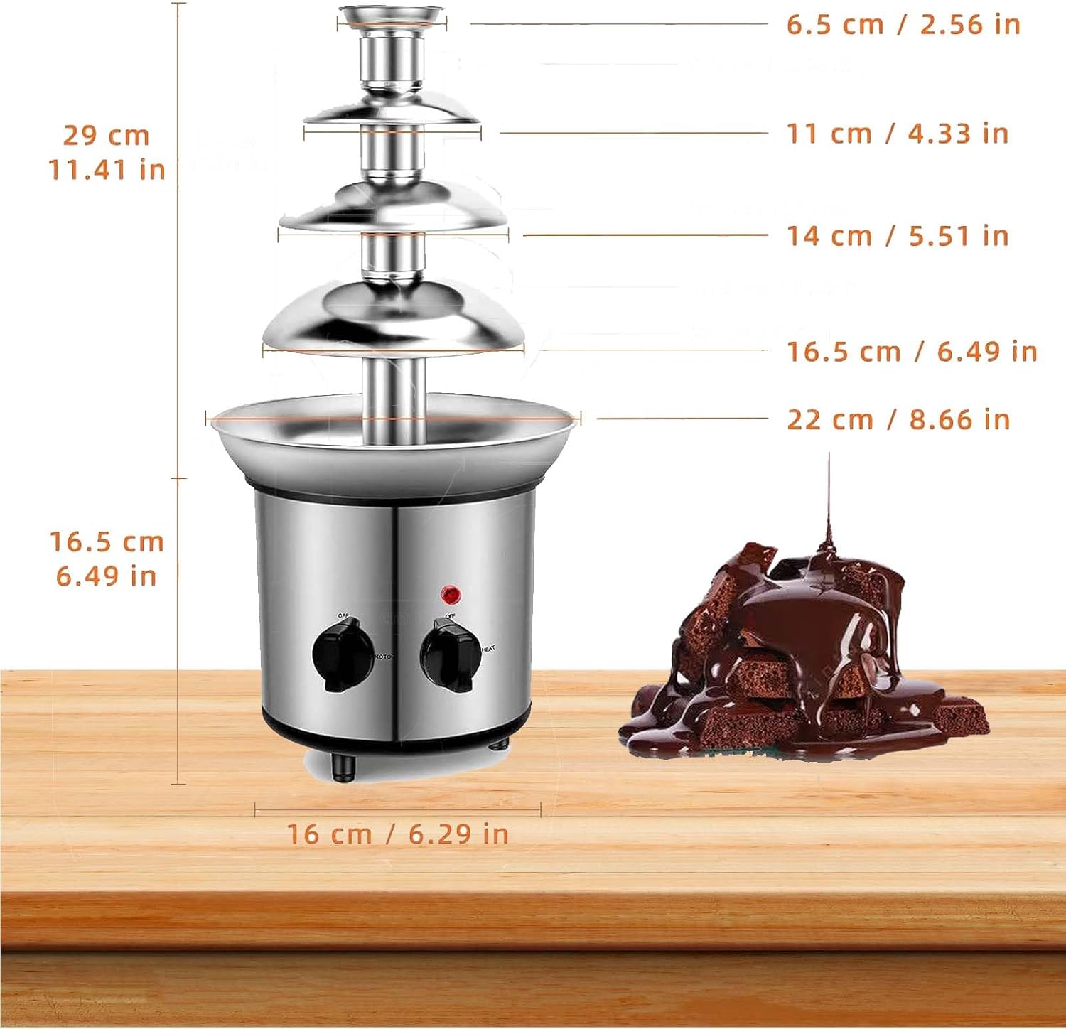 Chocolate Fondue Fountain, Electric Chocolate Melting Machine, Hot Chocolate Fondue Tower, Stainless Steel Cascading Fondue, for Birthday Party Wedding Celebration (7 Tiers) ()