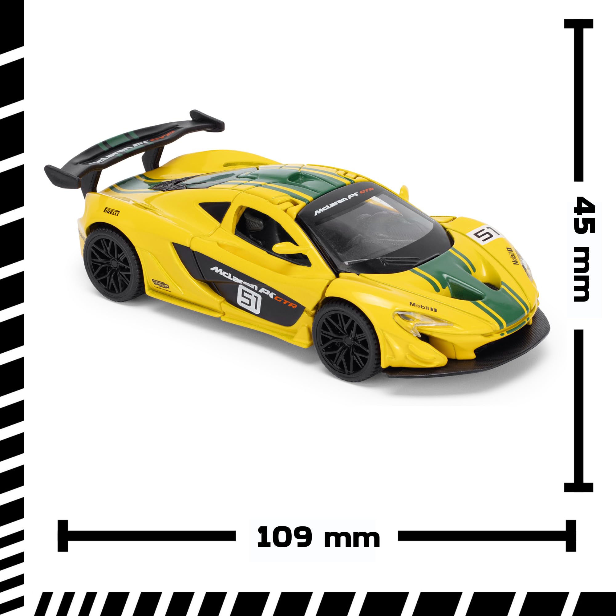 McLaren P1 1:43 Scale Die-Cast Model Car - Volcano Yellow, 10.9 centimeters - Image 3