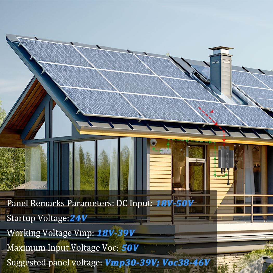 Y&H 700W Grid Tie Micro Inverter Auto AC110V/220V Output, DC26-46V PV Input, MPPT Pure Sine Wave, Suitable for 36V Solar Panel, Ideal for Small Home Solar Power System
