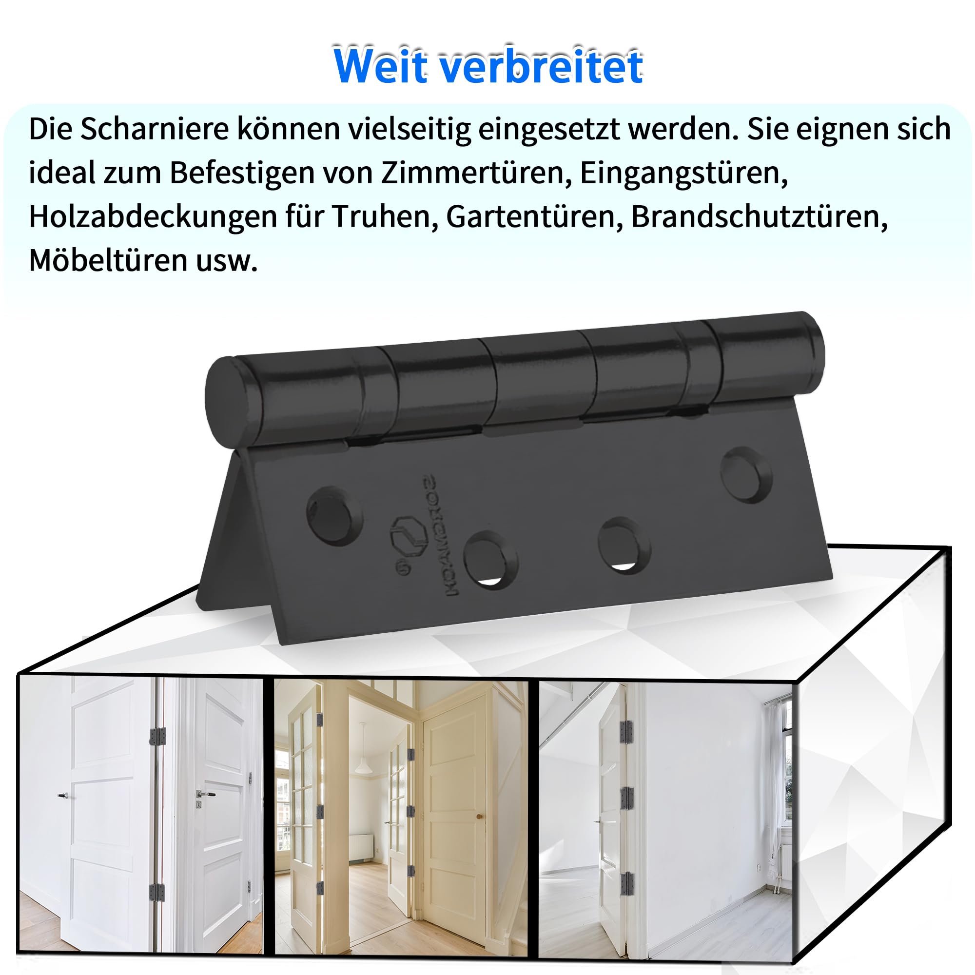 8 Pièces Charnière Métal, Noir Charniere Porte Épaisseur 1,4 Mm, Charniere Porte Placard Avec 40 Vis, Conviennent Pour Portes Fixes, Portes D'entrée, Portes De Chambres