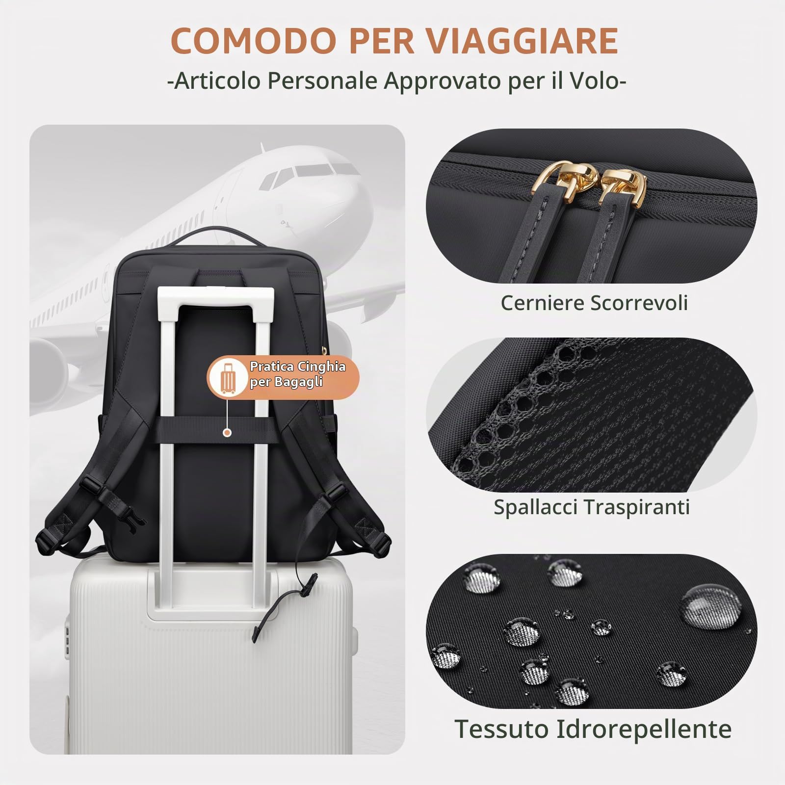 GOLF SUPAGS Elegante Zaino per Laptop da Donna Approvato Dalla Compagnia Aerea Perfetto per il Lavoro, l'università e i Viaggi Zaino Multifunzionale Casual Adatto a Notebook da 17,3 Pollici