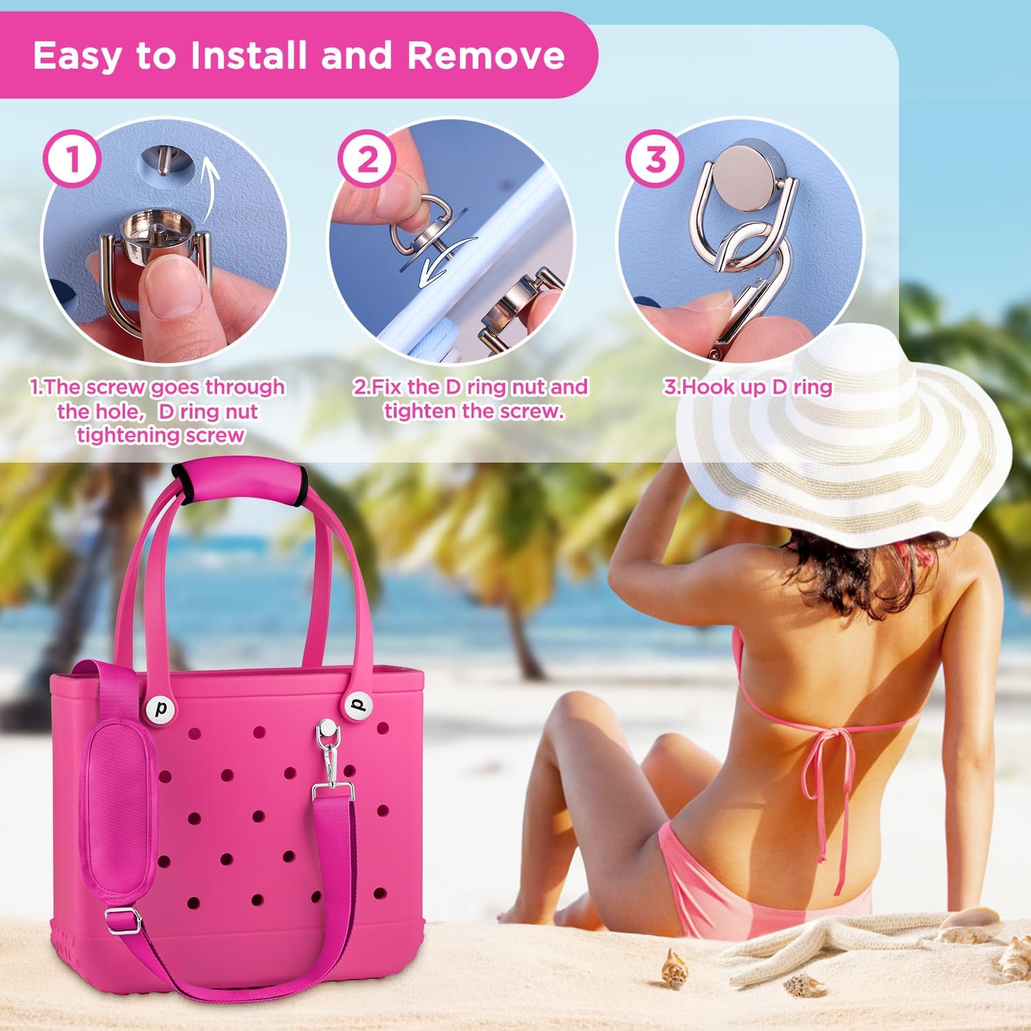 OUTXE Strap Wrap for Bogg Bag, Adjustable Crossbody Shoulder Long Straps for XL Medium Bog Beach Rubber Tote Bag Accessories - Image 6