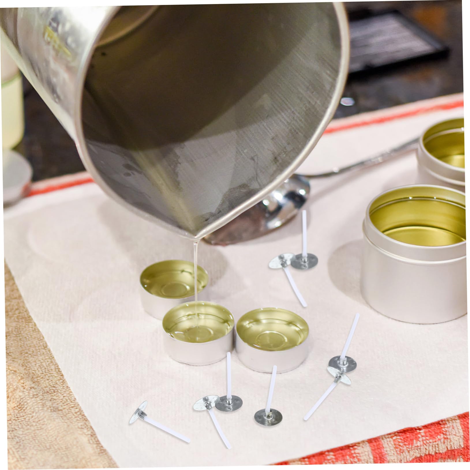 COHEALI 500 Pièces Fumée Mèches de Bougie avec Base pour Fabrication de Bougies DIY Kit de Mèches