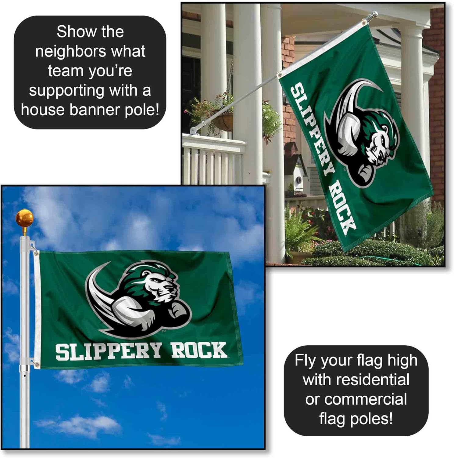 College Flags & Banners Co. Slippery Rock New Logo Flag