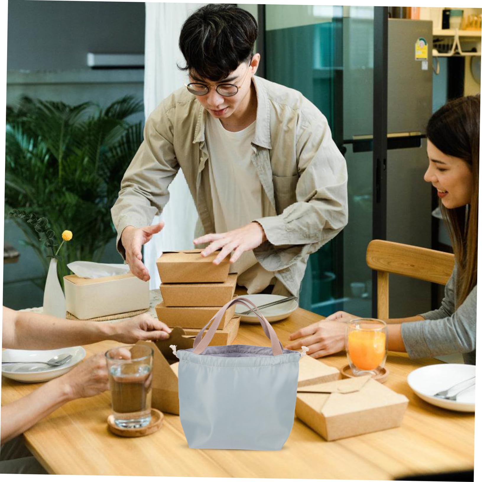IMIKEYA Borsa Pranzo Sacchetto Multiuso Con Design Coulisse Per Ufficio Picnic e Viaggi Capacità
