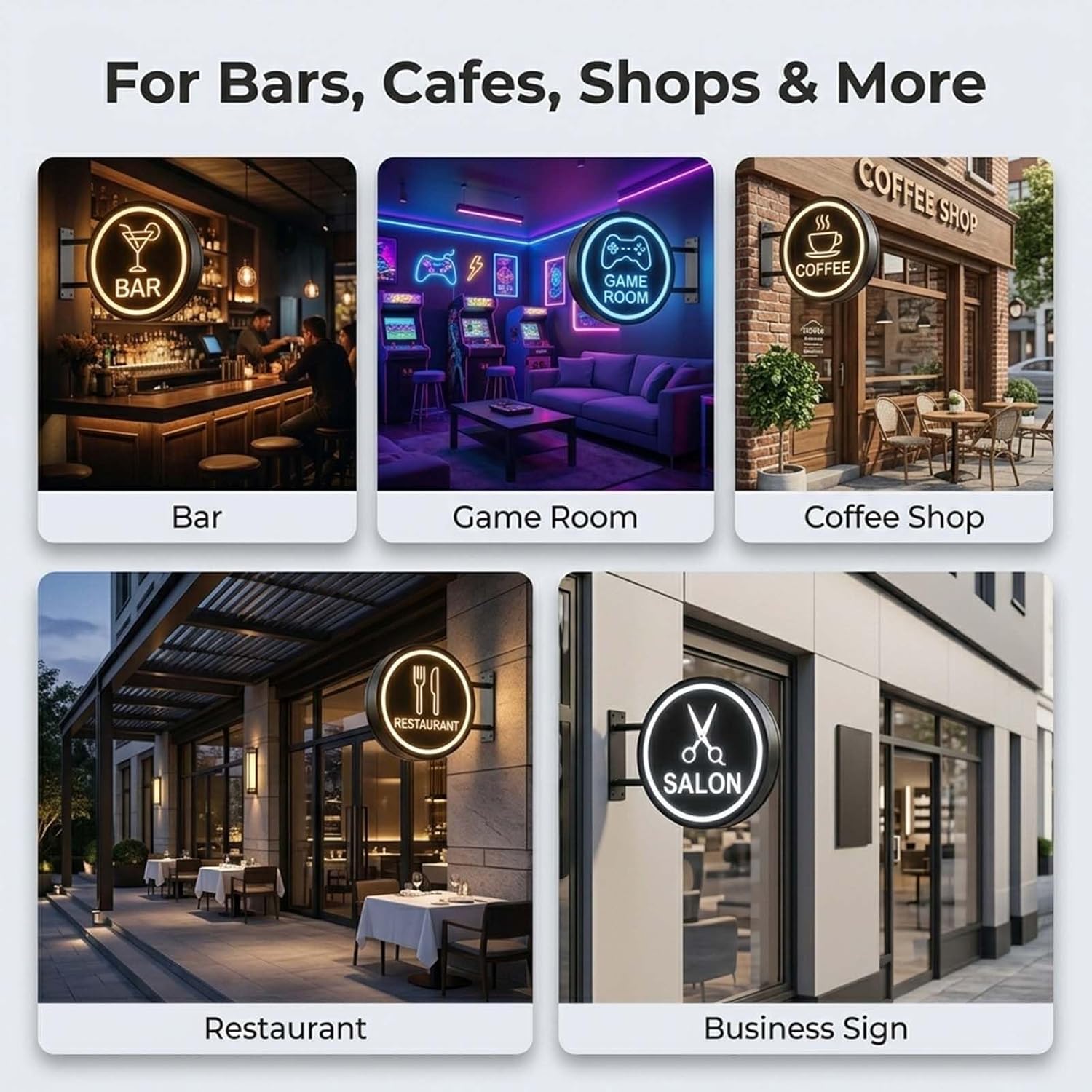 Custom Advertising Logo Lightbox Sign – Personalized Double Sided LED Round Business Sign for Outdoor Storefront, Waterproof Light Box Wall Mount for Shop, Café, Bar, Salon & Restaurant (16''–32'') (24 in (60 cm))