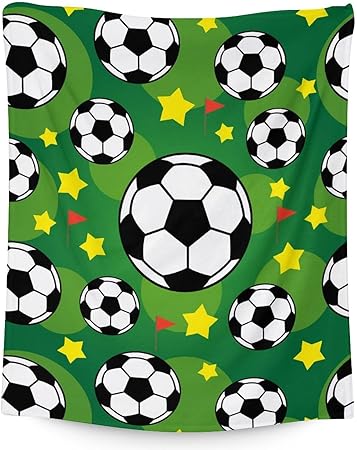 Mercuryelf Soccer Blanket Gifts, 50"x60" Funny Football Throw Blankets for Boys Kids, Cozy Lightweight Fleece Plush for Sofa Bed Room Decor
