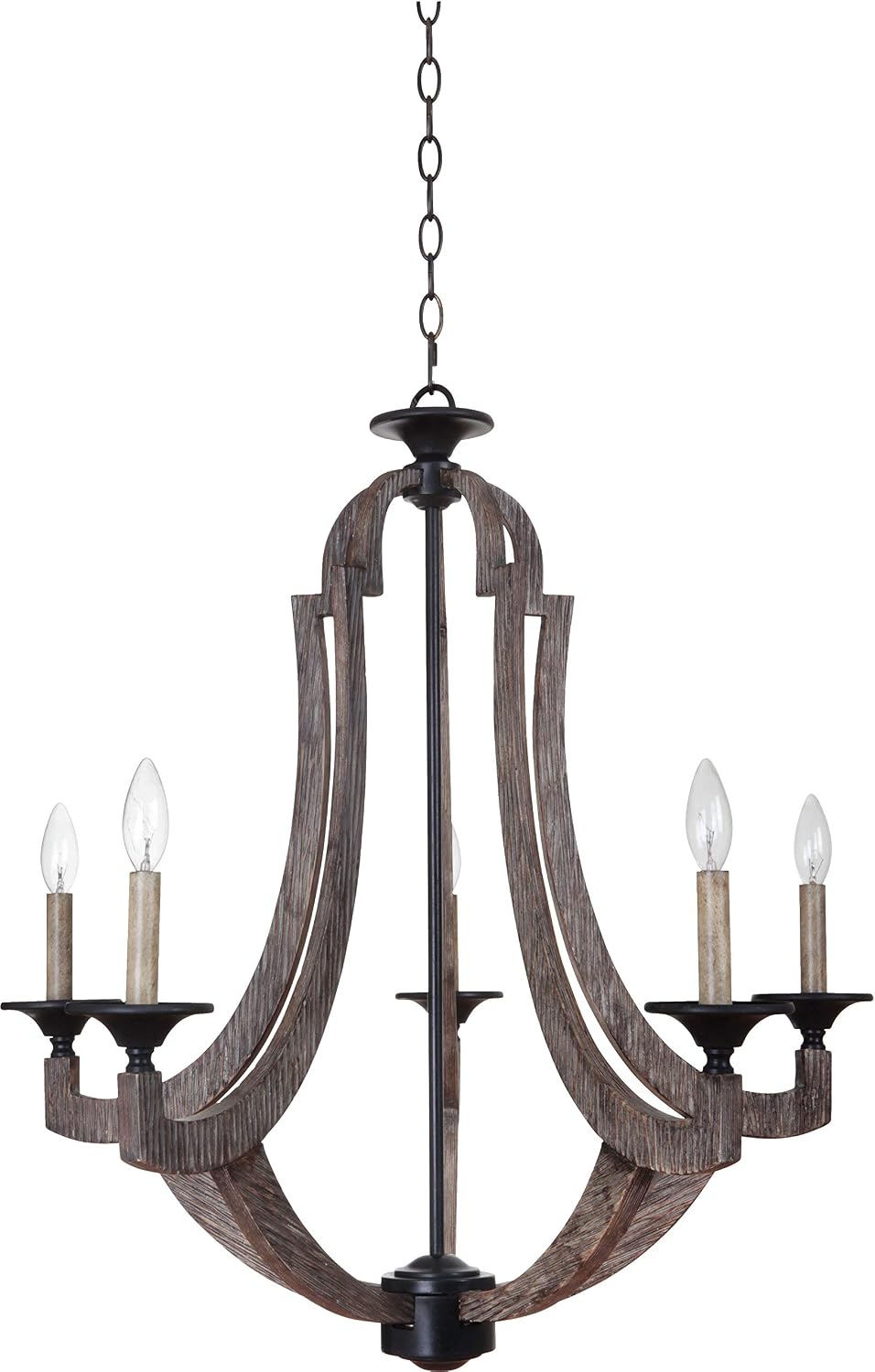 Craftmade 35125-WP Winton Candle Chandelier Lighting, 5-Light, 300 Watts, Weathered Pine (30"W x 31"H)