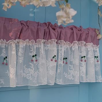 Kitchen Curtain Cabinet Curtain,Country Style Bistro Coffee Translucent Curtains,Valance Tier Curtains Bedroom Living Room Bathroom Lounge Modern Short Voile Curtains