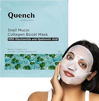 Quench Snail Mucin Korean Collagen Boost Mask with Niacinamide & Hyaluronic Acid for Glass Skin within 5 Hours | Korean Bio-Collagen Overnight Mask for Deep Hydration | Reduces Pigmentation, Wrinkles & Fine Lines (45g, 1 Piece)