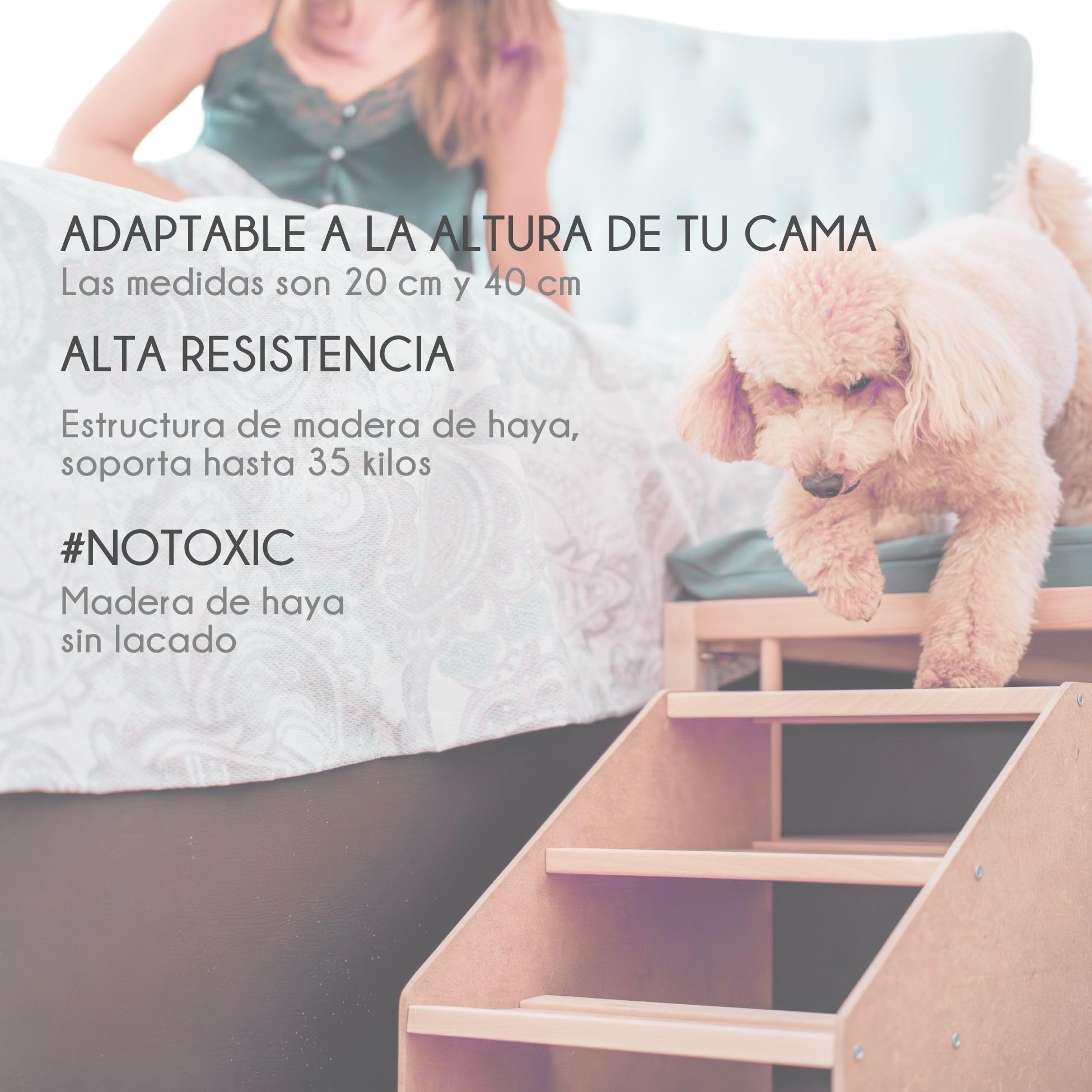 Lit surélevé en Bois pour Animaux de Compagnie avec Matelas Dormeur pour Animaux de Compagnie (2 hauteurs) pour Toutes Les Tailles - Faunatic CoolDreams