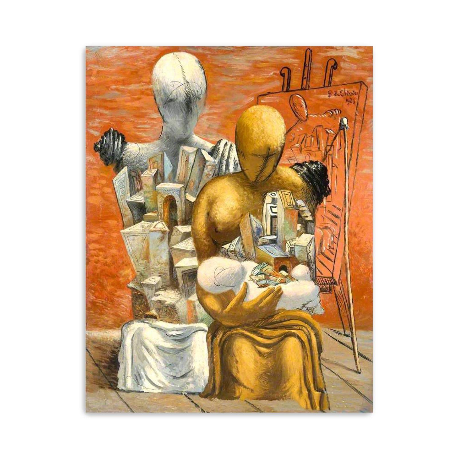 JZSDGB Giorgio de Chirico Słynny artysta na płótnie, sztuka ścienna, reprodukcje obrazów, plakaty, rodzina malarza, obrazy graficzne do dekoracji biurowych, 20 x 25 cm, bez ramy