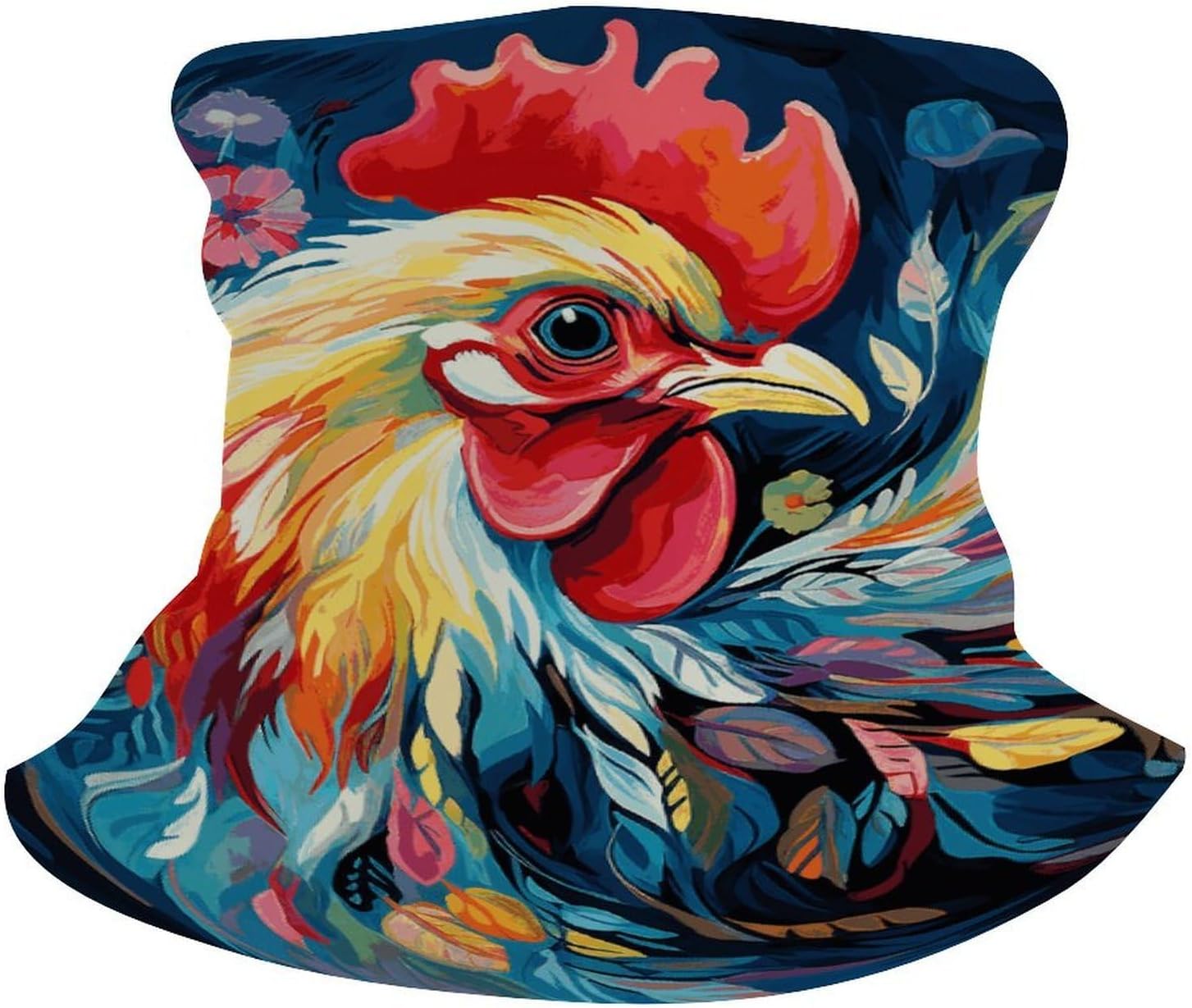 Sun UV Protection Neck Gaiter Upf 50+ Balaclava Ski Art Colorful Chicken Face Mask Summer Face Cover Scarf Breathable Bandana for Fishing Hunting Kayaking Hiking Cycling Outdoor Activities