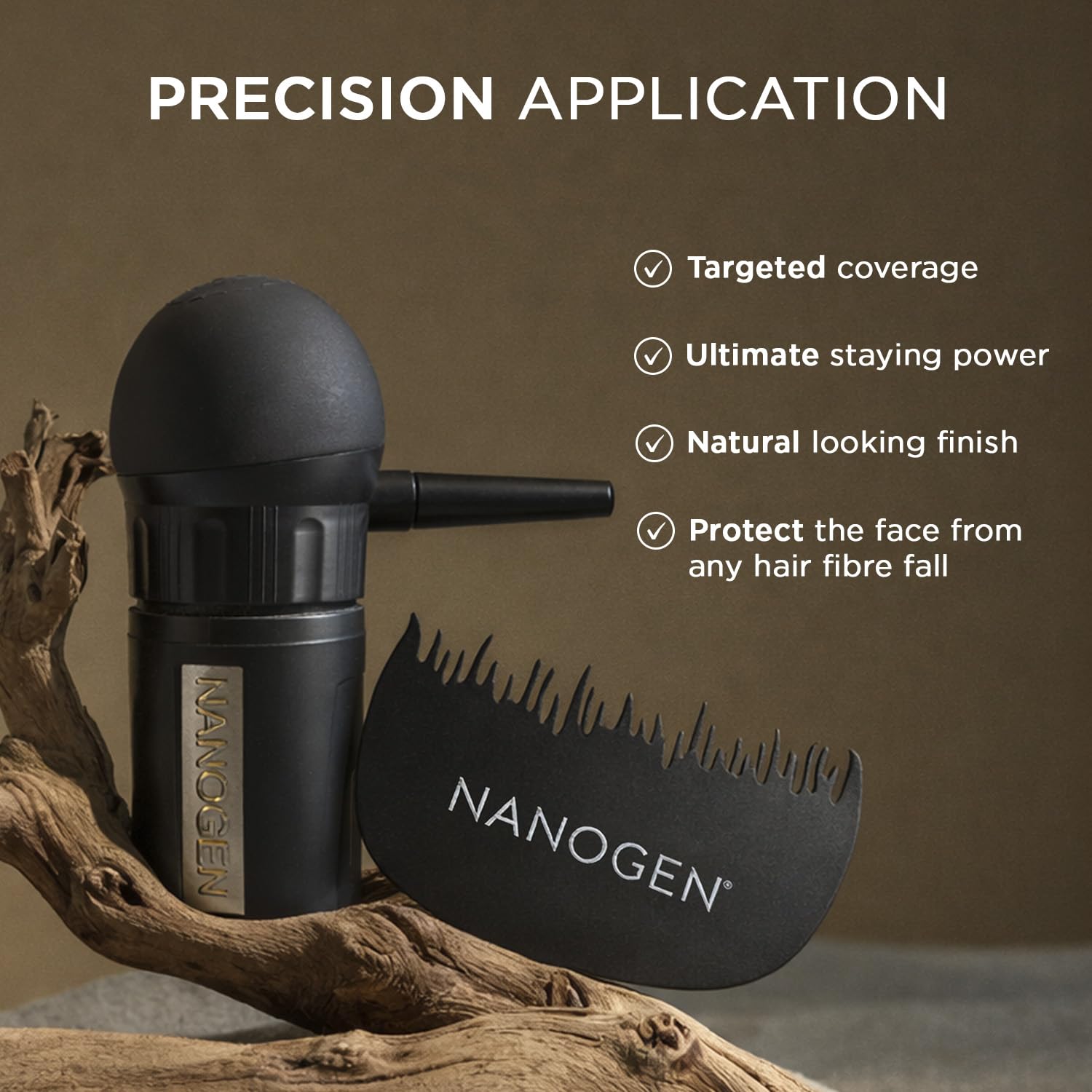 Nanogen Kit applicateur en fibre de cheveux | Applicateur de spray de précision et guide de ligne de cheveux pour un look complet, couverture ciblée pour les zones éclaircissantes, fonctionne avec les