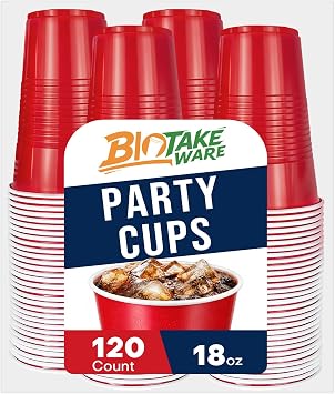 Red Plastic Cups, 120 Count, 18 Oz BPA-Free Disposable Party Cups for Cold & Hot Drinks, Red Cups for Parties, Picnic, Tailgates, Birthdays, Holidays, Event and More