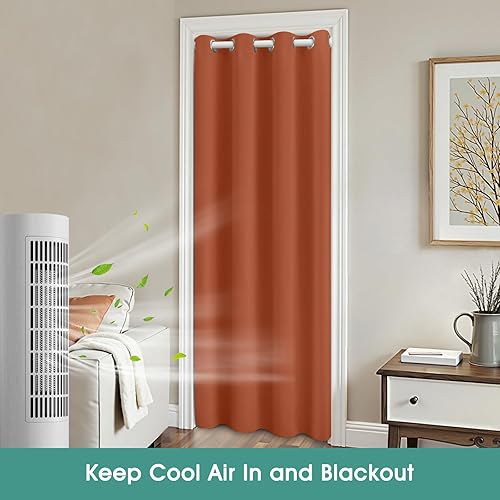 Miniatura 13 de HOMEIDEAS Cortinas de puerta para privacidad de puerta, cortina opaca para puerta de armario para dormitorio, cortinas con aislamiento con lazo