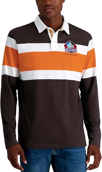 Haggar Unisex Adult Pro Football Hall of Fame Long Sleeve Striped Rugby Shirt