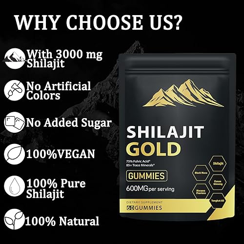 Miniatura 6 de Shilajit - Gomitas para hombres y mujeres, más de 85 minerales traza y ácido fúlvico, gomitas veganas sin OMG para energía y bienestar (1 unidad)