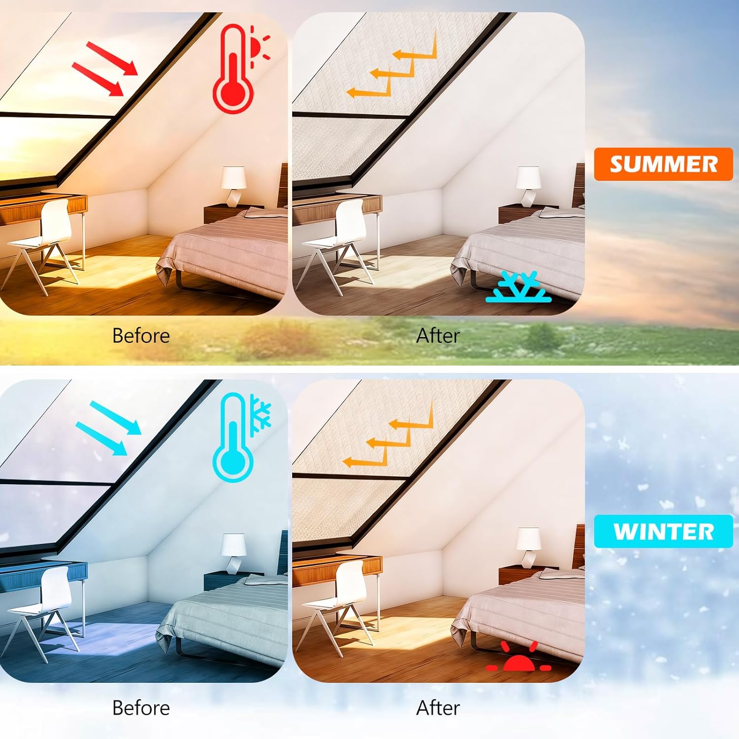 Pangda 2 Pcs Reflective Bubble Insulation Sheet 47inches x 10 ft Double Side Aluminum Foil Window Thermal Insulation Roll Barrier Foam Roll with Self-Adhesive Pad for Heat Weatherproofing Summer Rv