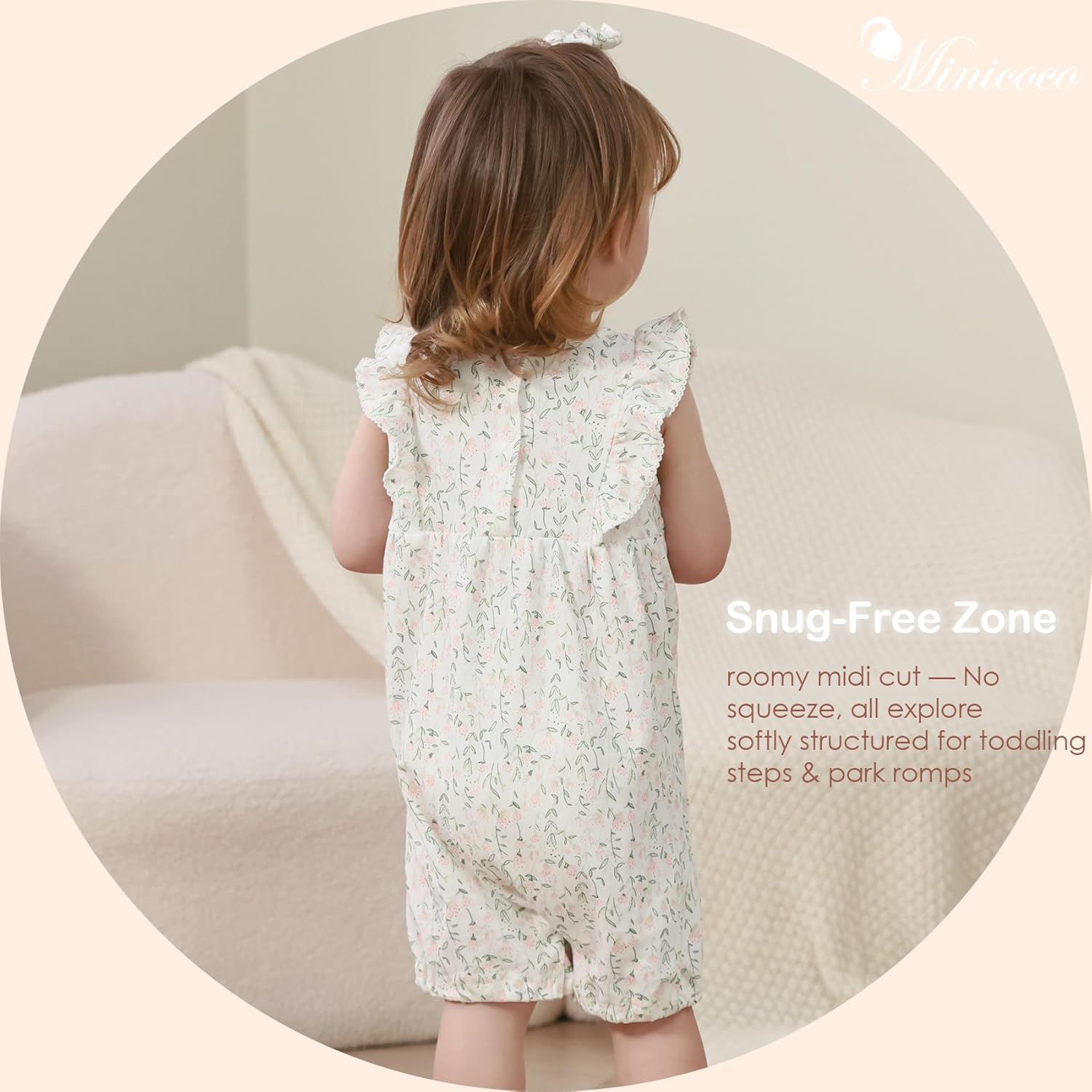 Baby Girls Ruffled Sleeve Rompers Toddler Girls Jumpsuits One-Piece Cotton Outfits