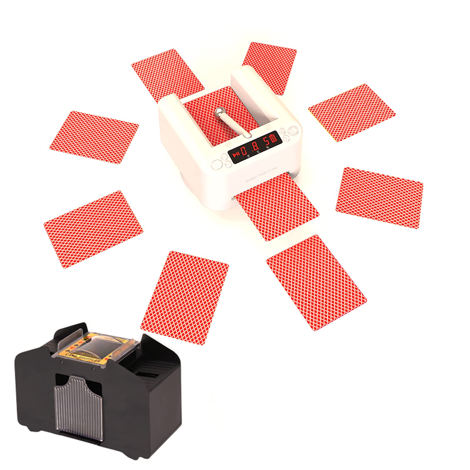 Distributeur de cartes électrique, outil de distribution de cartes à jouer universel anti-triche rotatif à 360 ° avec nappe et poker Machine de distribution de cartes rotative pour UNO, Blackjack, Tex