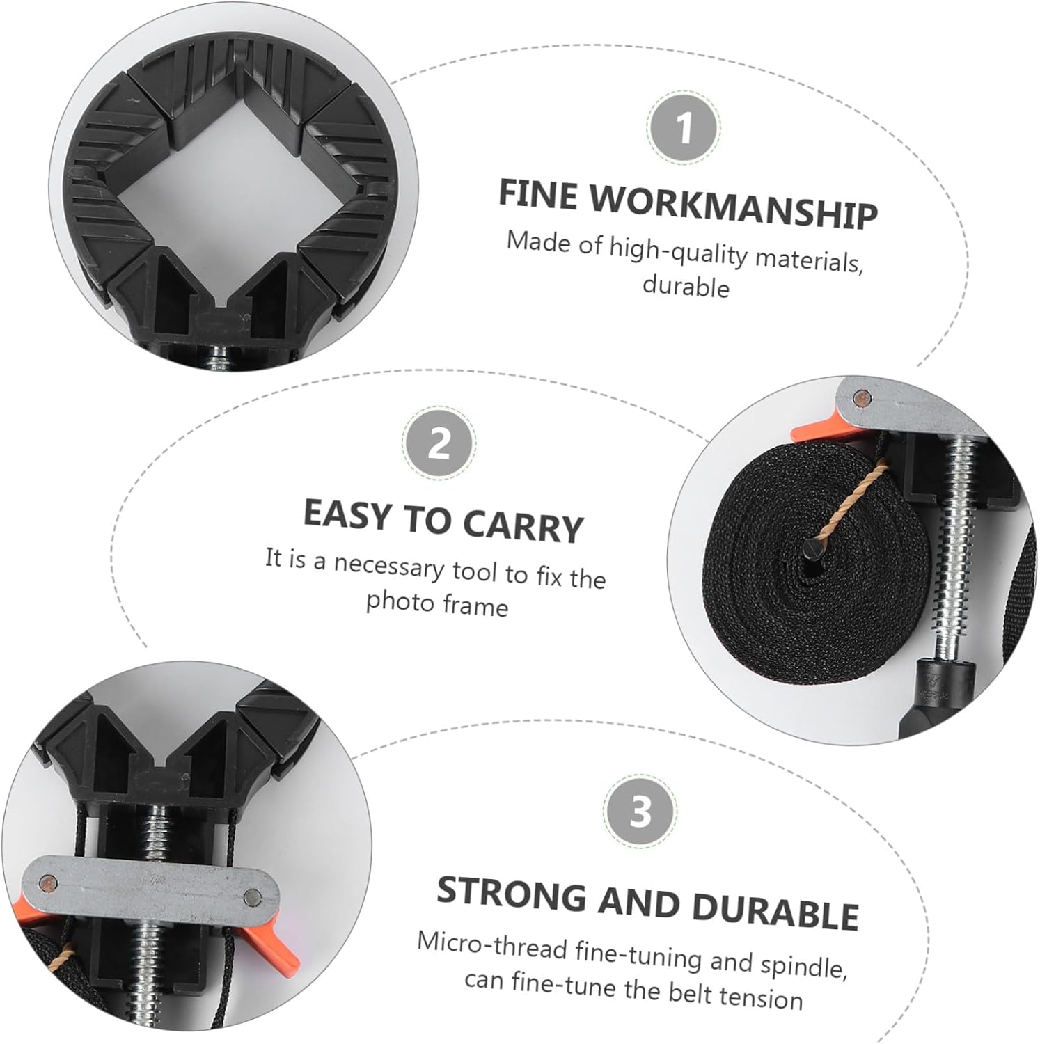 Tension Angle Clamp Strap Clamp Photo Frame Clip 90° Tightening Corner Holder for Picture Frames