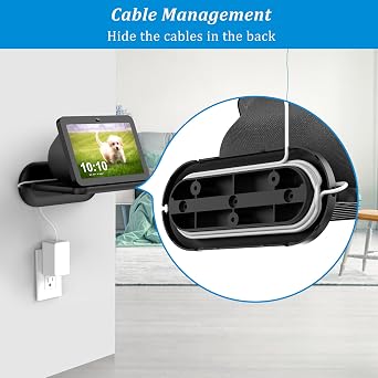 PlusAcc Wall Mount for Show 8 - Space-Saving Wall Stand Shelf Bracket Compatible with Google Nest Hub Max and Show 8 (3rd & 2nd & 1st Gen), Built-in Cable Management (Black)