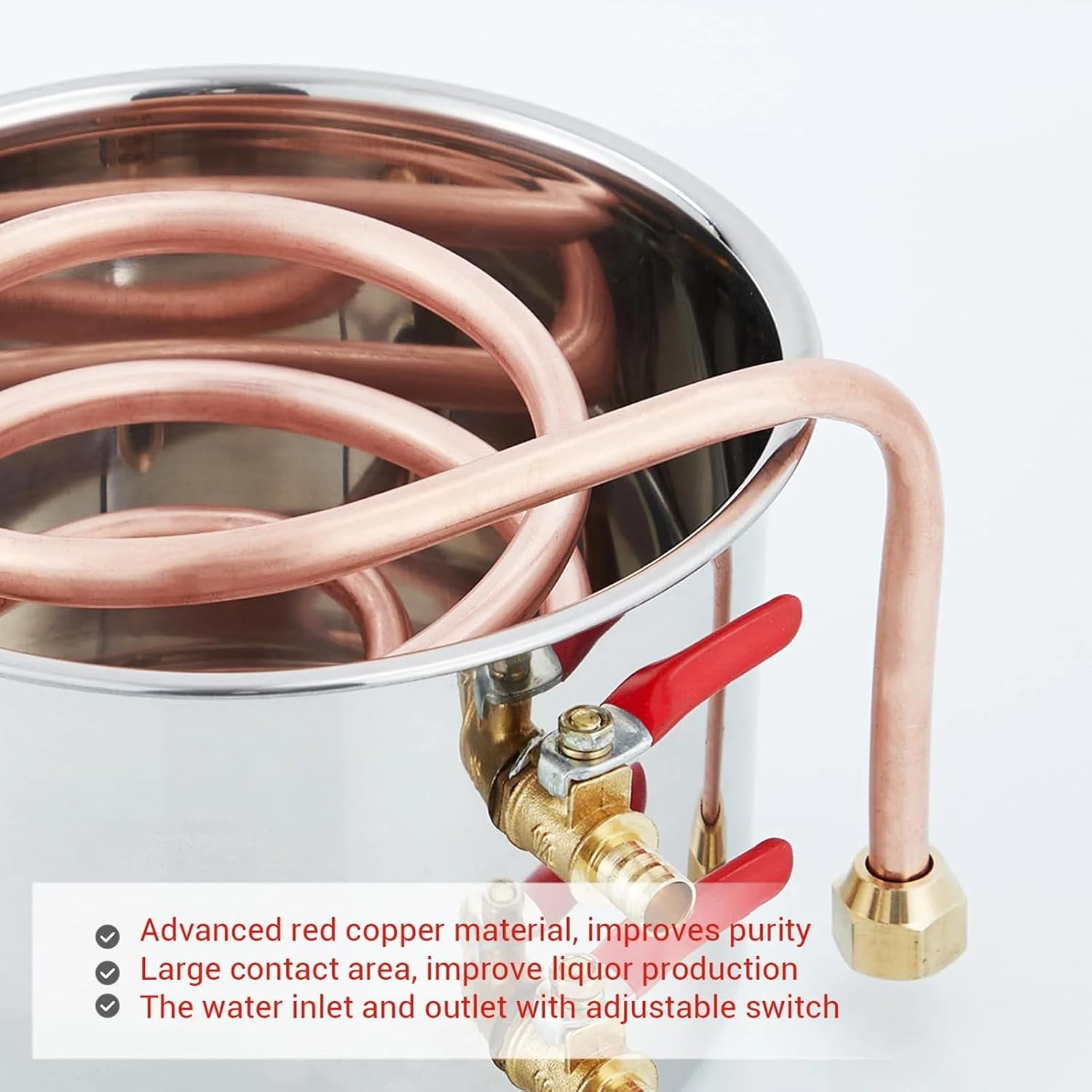 Moonshine Still Alcohol Distiller, 304 Stainless Steel Wine Making with Thermometer Pump and Copper Tube for DIY Whisky Wine Brandy, Sliver