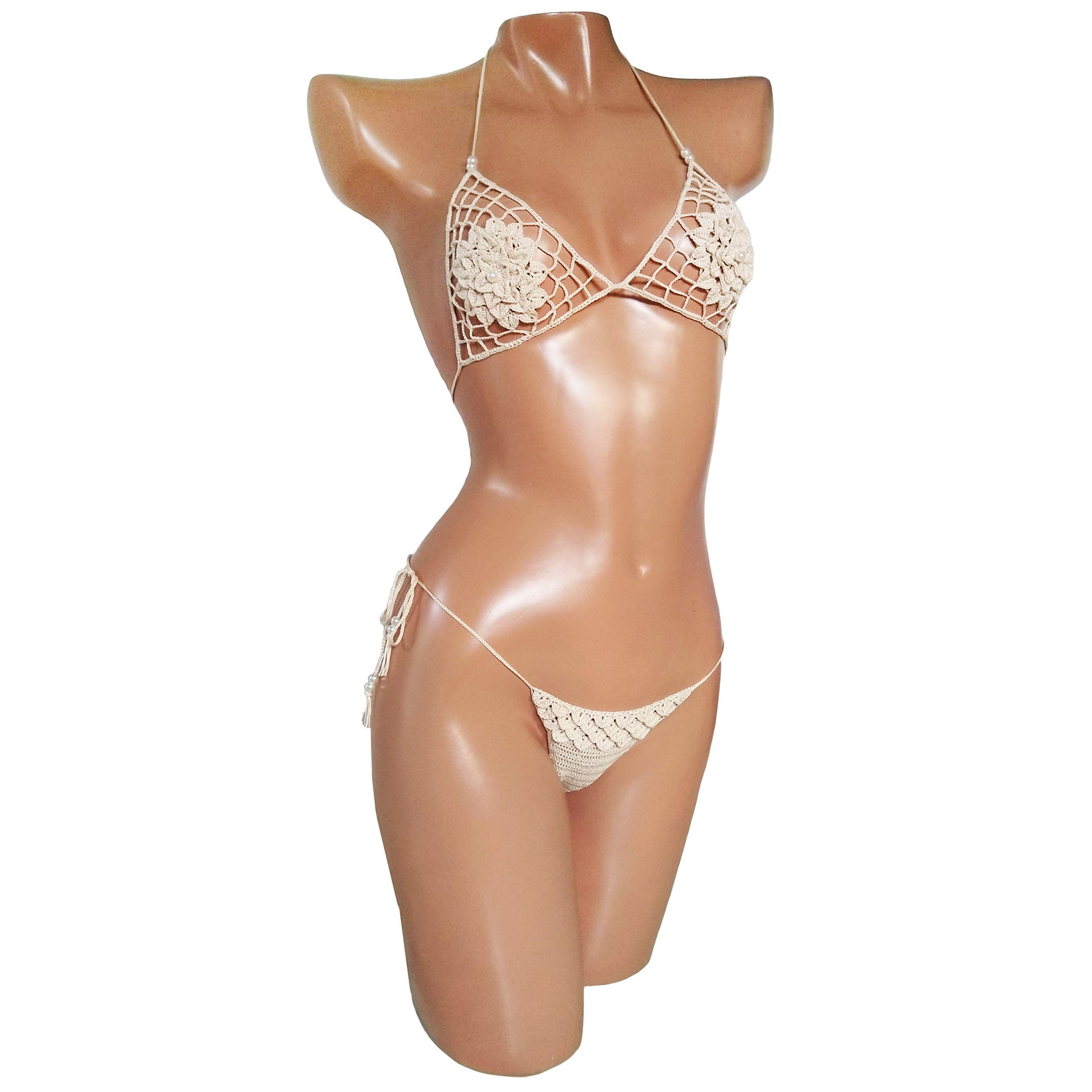 Trangscrochet Handmade Crochet Thong Bikini Sets For Women