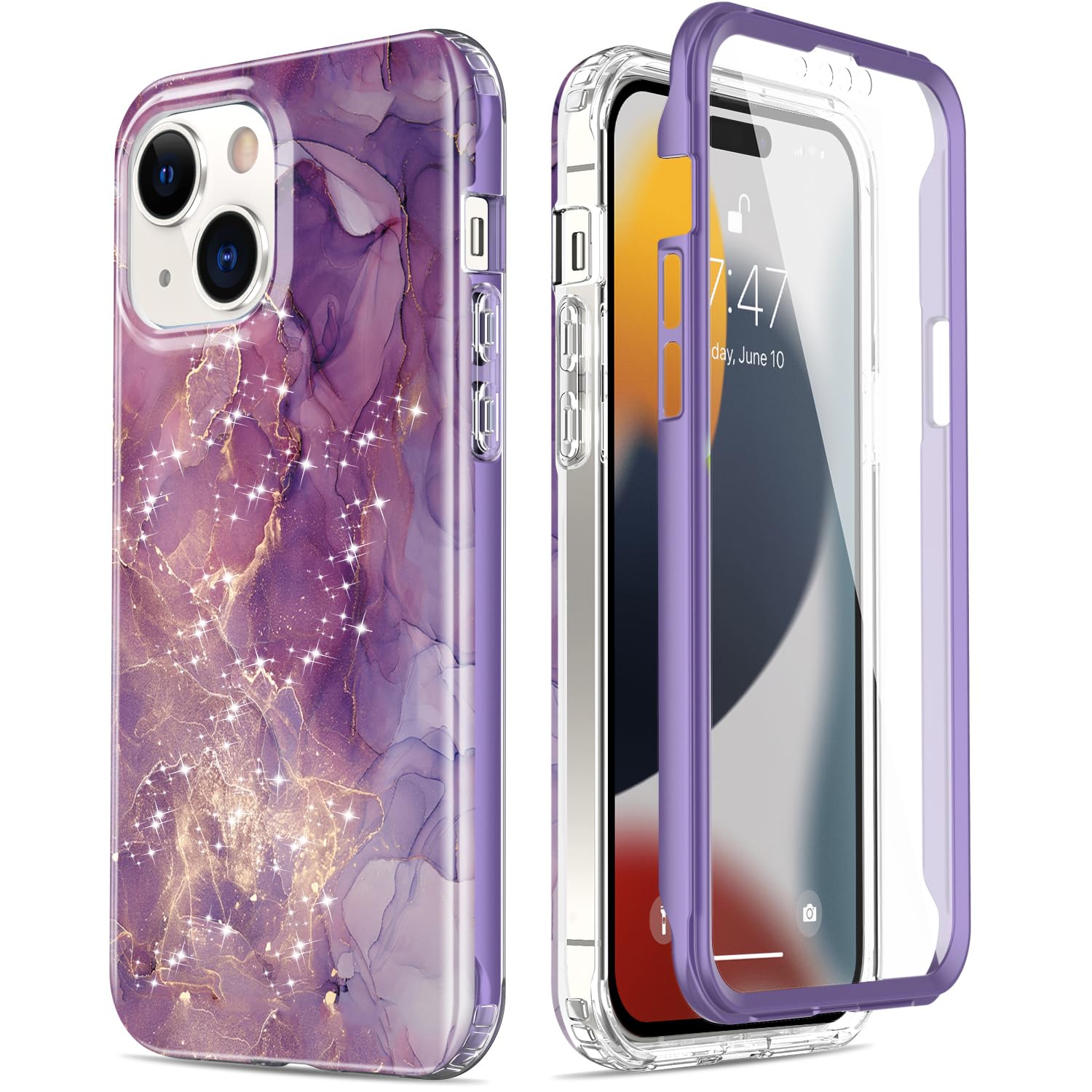 Esdot for iPhone 15 Case with Built-in Screen Protector,Ultimate Durable Cover with Fashionable Designs for Women Girls,Stylish Protective Phone Case