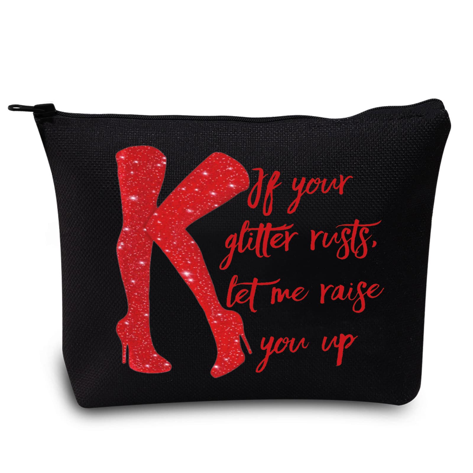 LEVLOBroadway Red Boots Cosmetic Make Up Bag Boots Queen Fans Gift If Your Glitter Rusts Let Me Raise You Up Make Up Zipper Pouch Bag For Women Girls, If Your Glitter Black, Cosmetic Bag
