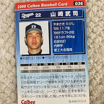 Amazon.co.jp: カルビー プロ野球チップス 2000年 山崎武司 中日