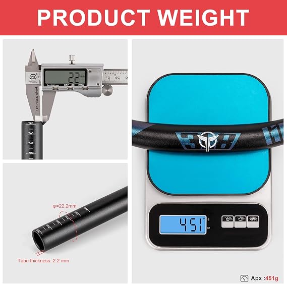 GEWAGE 780 mm Riser Handlebar — 6061 Aluminum, 31.8 mm Clamp, 12° Backsweep, 5 Rise Options (25/55/70/90/120 mm) — Wide, Lightweight MTB/Road/Hybrid Bar (blue print, 70mm Rise)