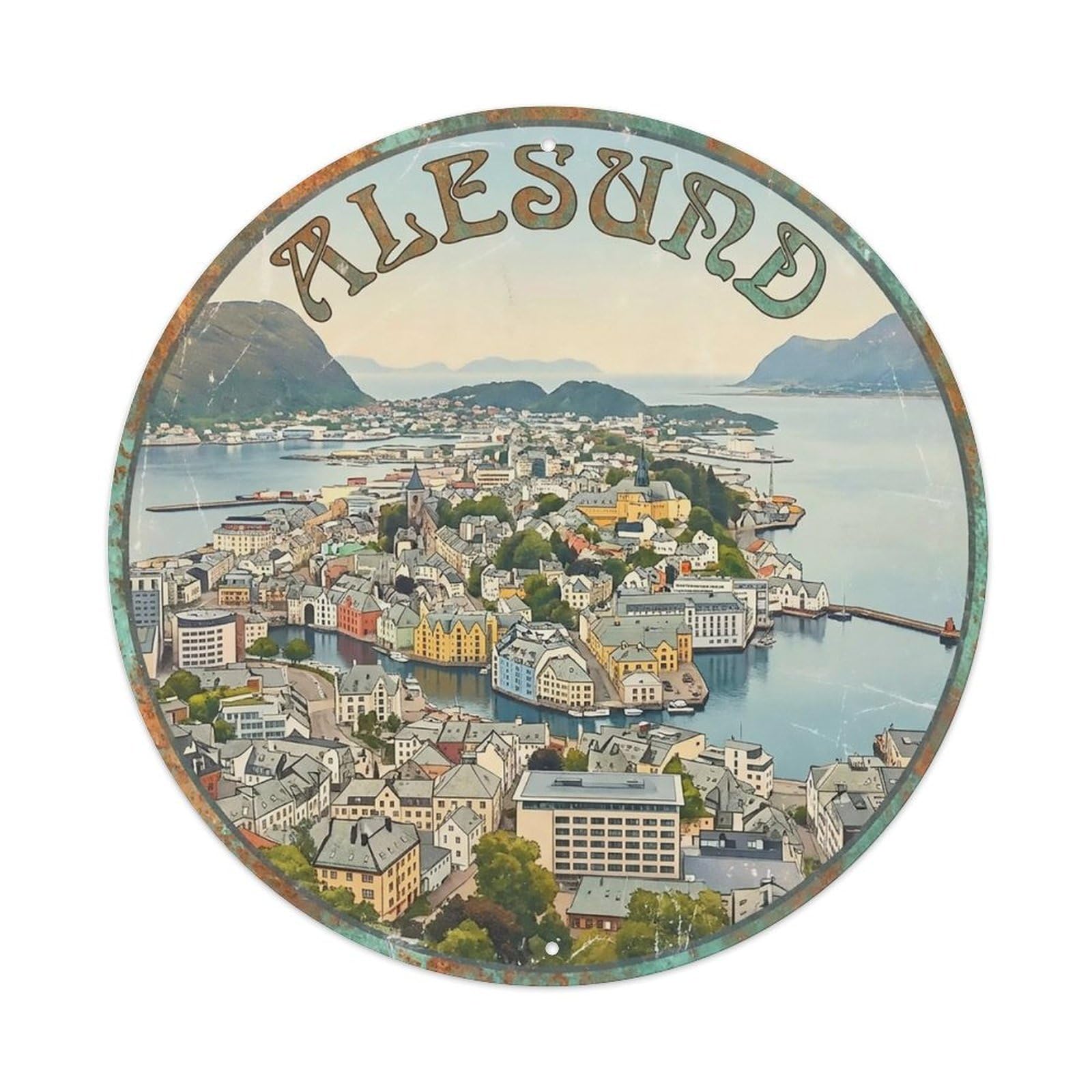Retro Norway Travel Alesund Metal Tin Sign