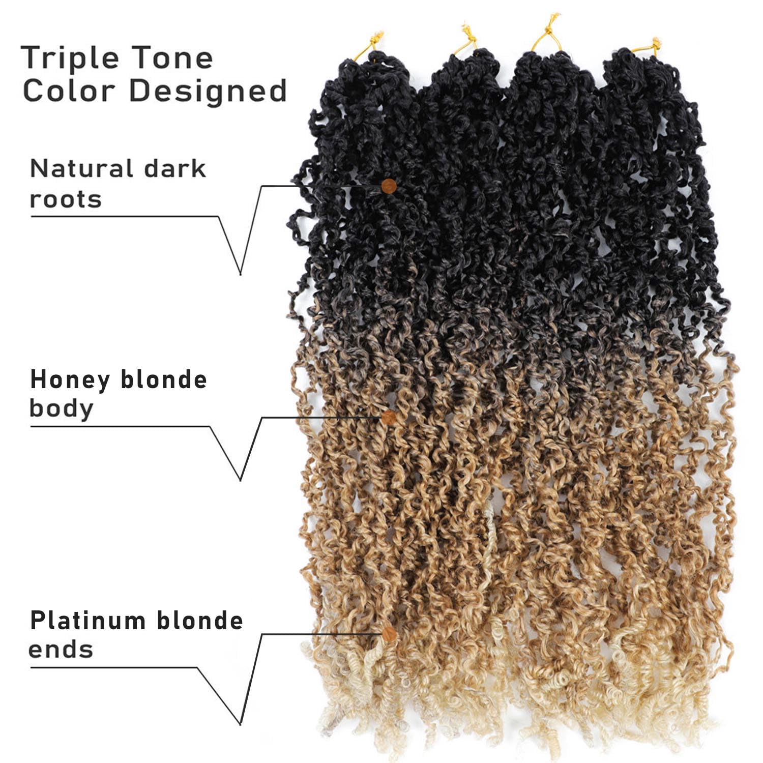 SOKU Yanky Twist Crochet Hair 20" - 8 Packs Pre Twisted Mini Passion Twist Crochet Hair Ombre Blonde Senegalese Majesty Twist Synthetic Braiding Extensions for Black Women Pre-looped