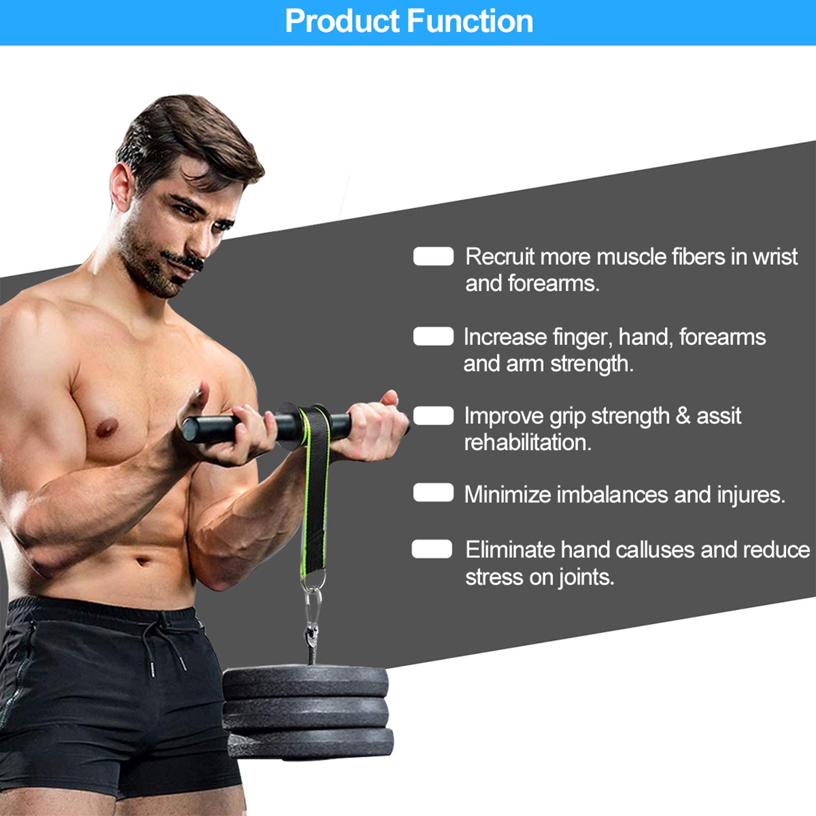 Rullo per avambraccio e Polso, Rullo per avambraccio e avambraccio, per Allenamento, Fitness, Allenamento per la Forza delle Braccia, per Palestra e casa