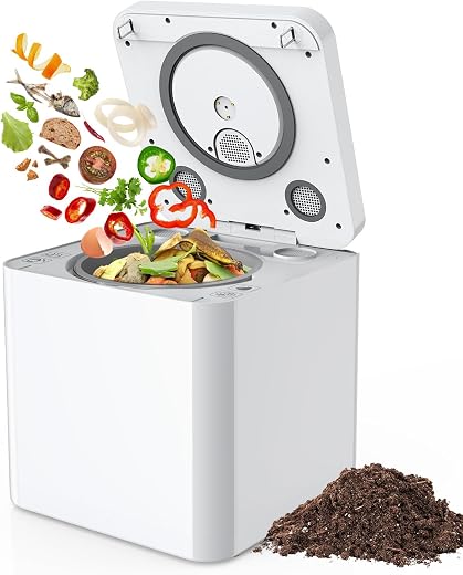 Involly La prima compostiera elettrica da cucina al mondo con autopulizia, trasforma i rifiuti alimentari in compost semplicemente premendo un pulsante, inodore tutto l'anno, con luce UV, schermo LED