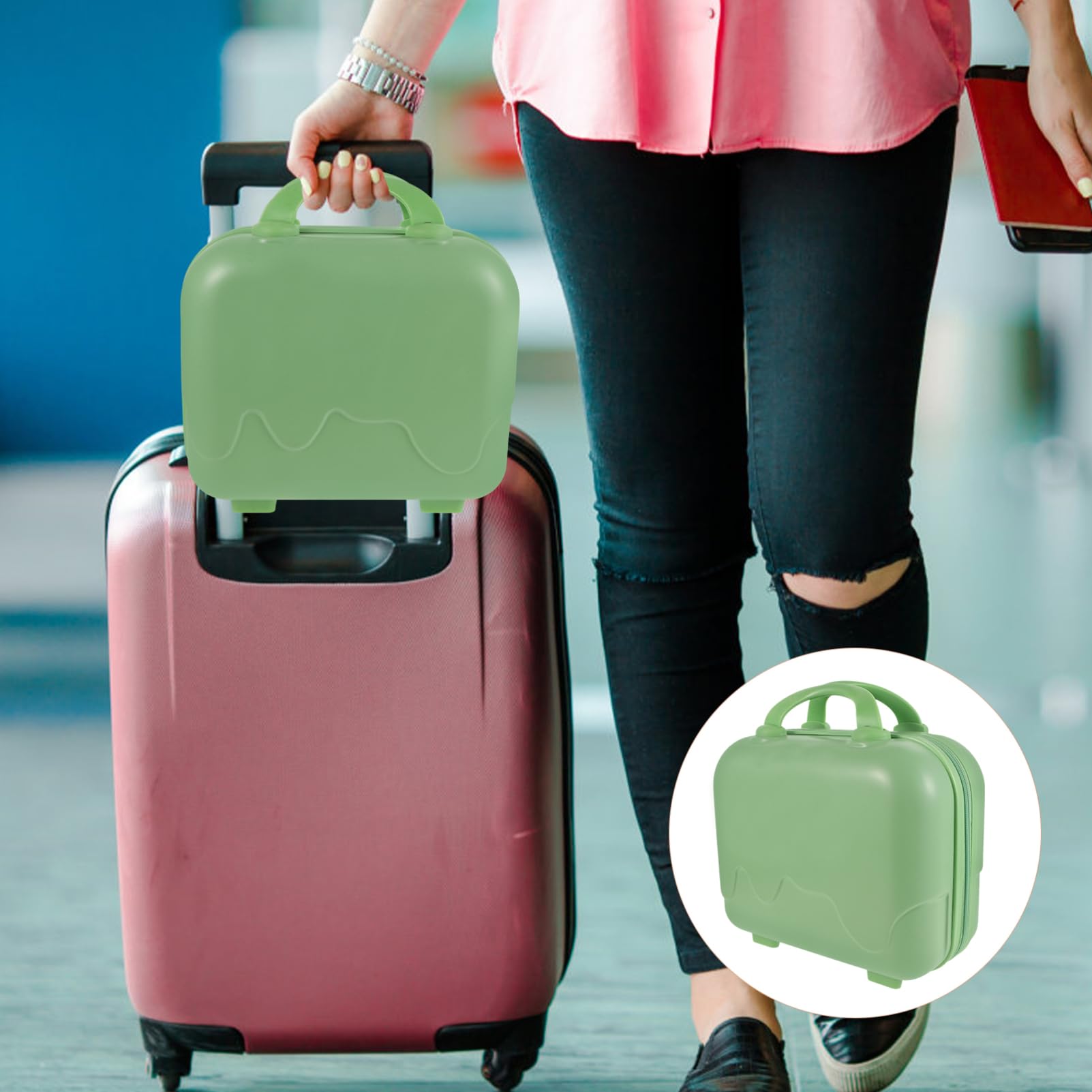 GALPADA Portable Makeup Luggage Case Hartschalen-Kosmetiktasche Für Damen Leicht Und Wasserfest Für Und Aufbewahrung Elegantem Matcha