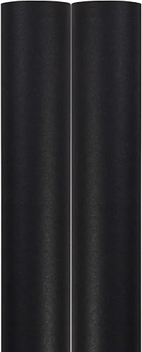 Miniatura 6 de JAM Paper Envoltura de regalo - Papel de envoltura mate - 50 pies cuadrados en total (30 pulg x 10 pies cada uno) - Negro mate - 2 rollos por paquete