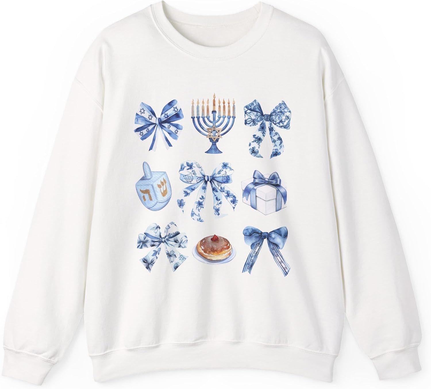 Coquette Hanukkah Sweatshirt | Retro Hanukkah Bow Sweater | Cute Jewish Holiday Crewneck Pullover