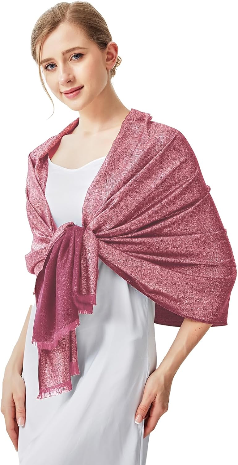 Sparkling Metallic Pashmina Shawl Wraps Scarf for Evening Party Bridal Wedding Formal Dresses - Image 5