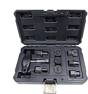 9Pcs Plastic Oil Pan Drain Tool Set Compatible with VW and Compatible with BMW 3/8″ T-Handle with 8 Adapters Auto Repair Tools