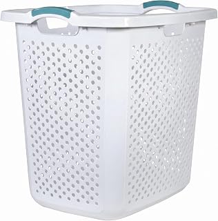 2.5 Bushel Laundry Hamper Large Ventilated Clothes Basket Durable White | Push-and-Go Laundry Handling Design;Bulk Clothing Storage Solution