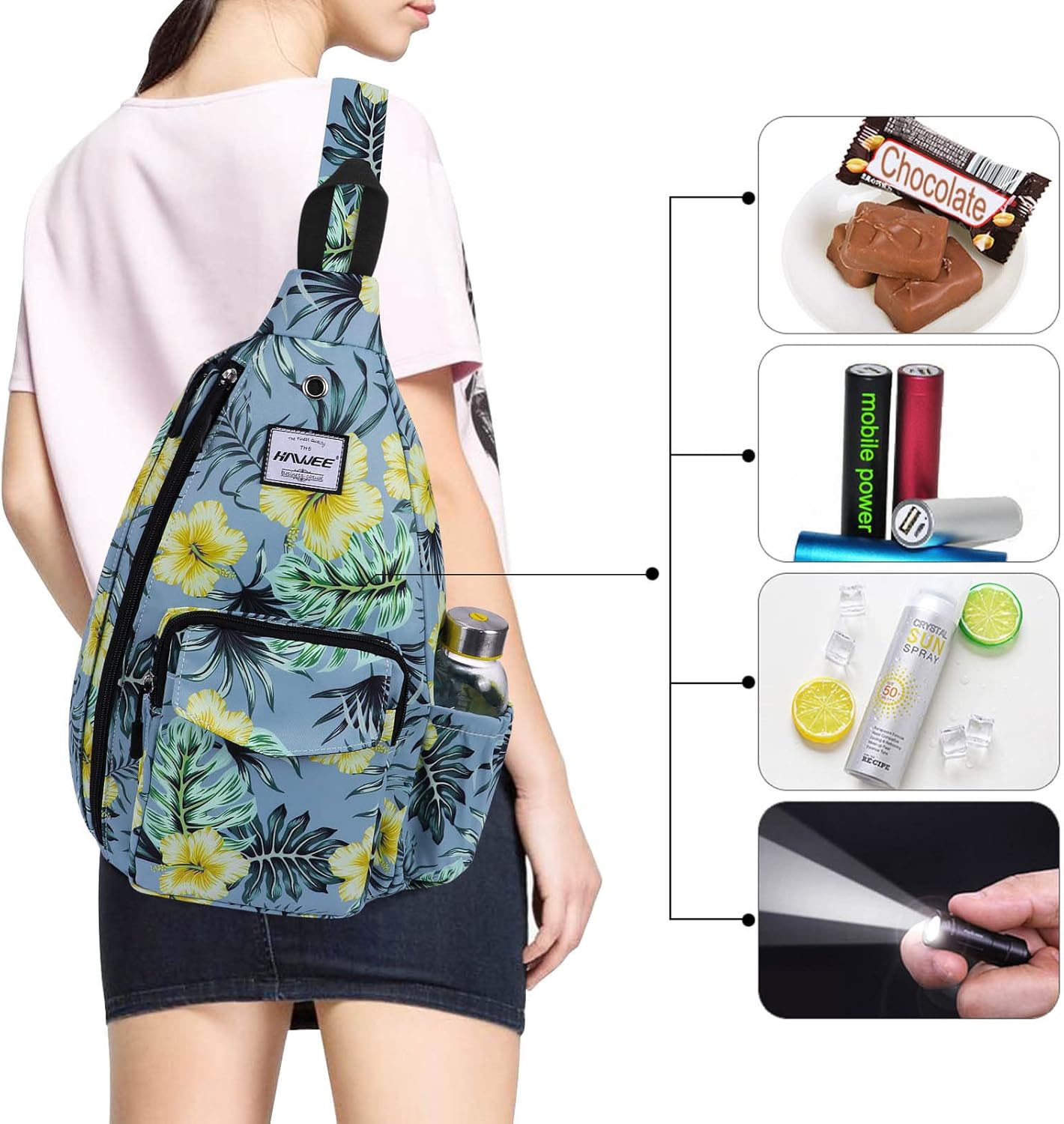 Backpack Sling for Women Anti-Water Crossbody Bag Inclined Adjustable Pack | Casual, Adjustable Strap, Water Repellent, for Travel/Sport