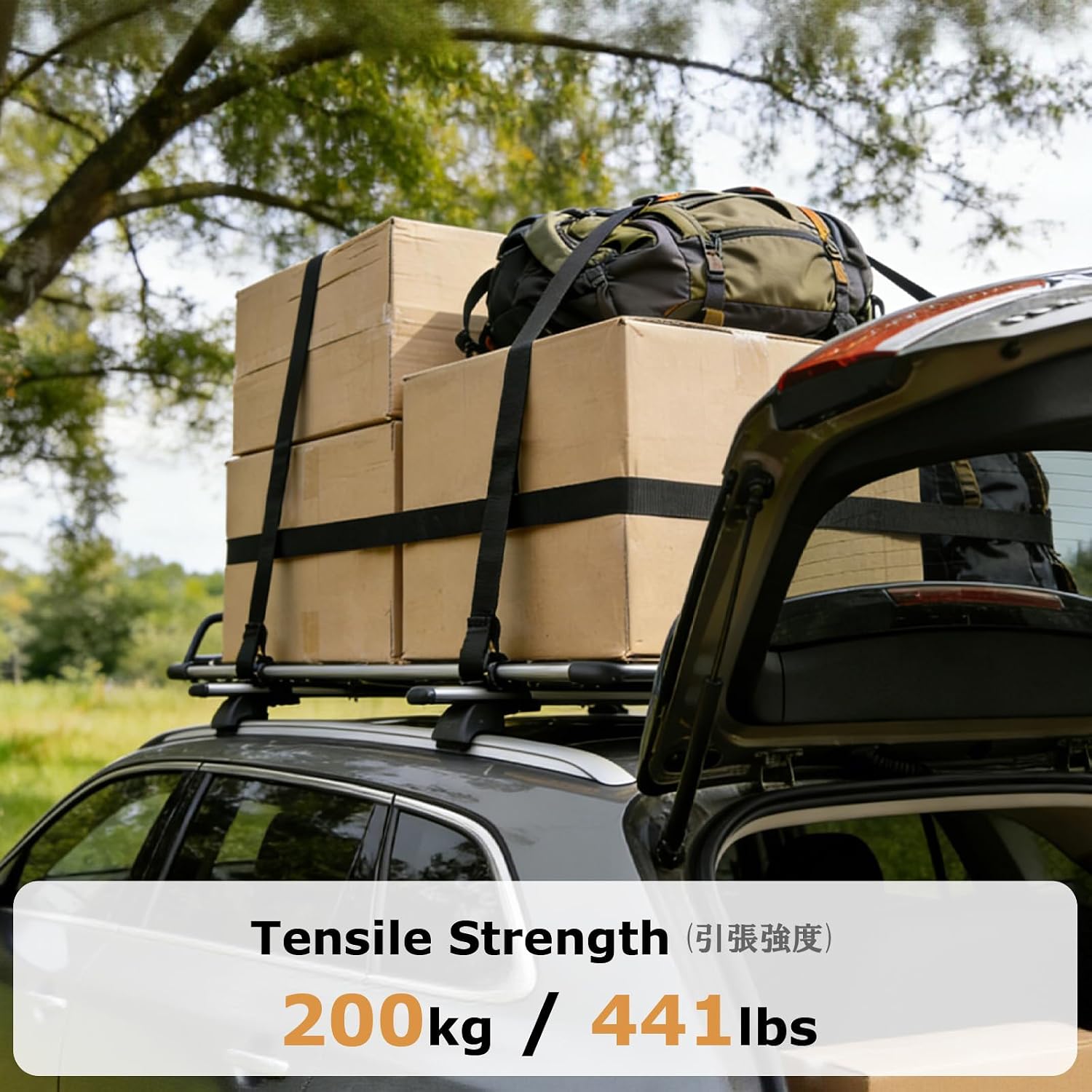 YAPJEB Tie Down Strap Lashing with Buckle Heavy Dutyy Secure Nylon Straps with Cam Buckles for Cargo, Trucks, Boat, SUP, Kayak, Motorcycle, Trailer (Black, 2 m (6.6 ft)) image 3