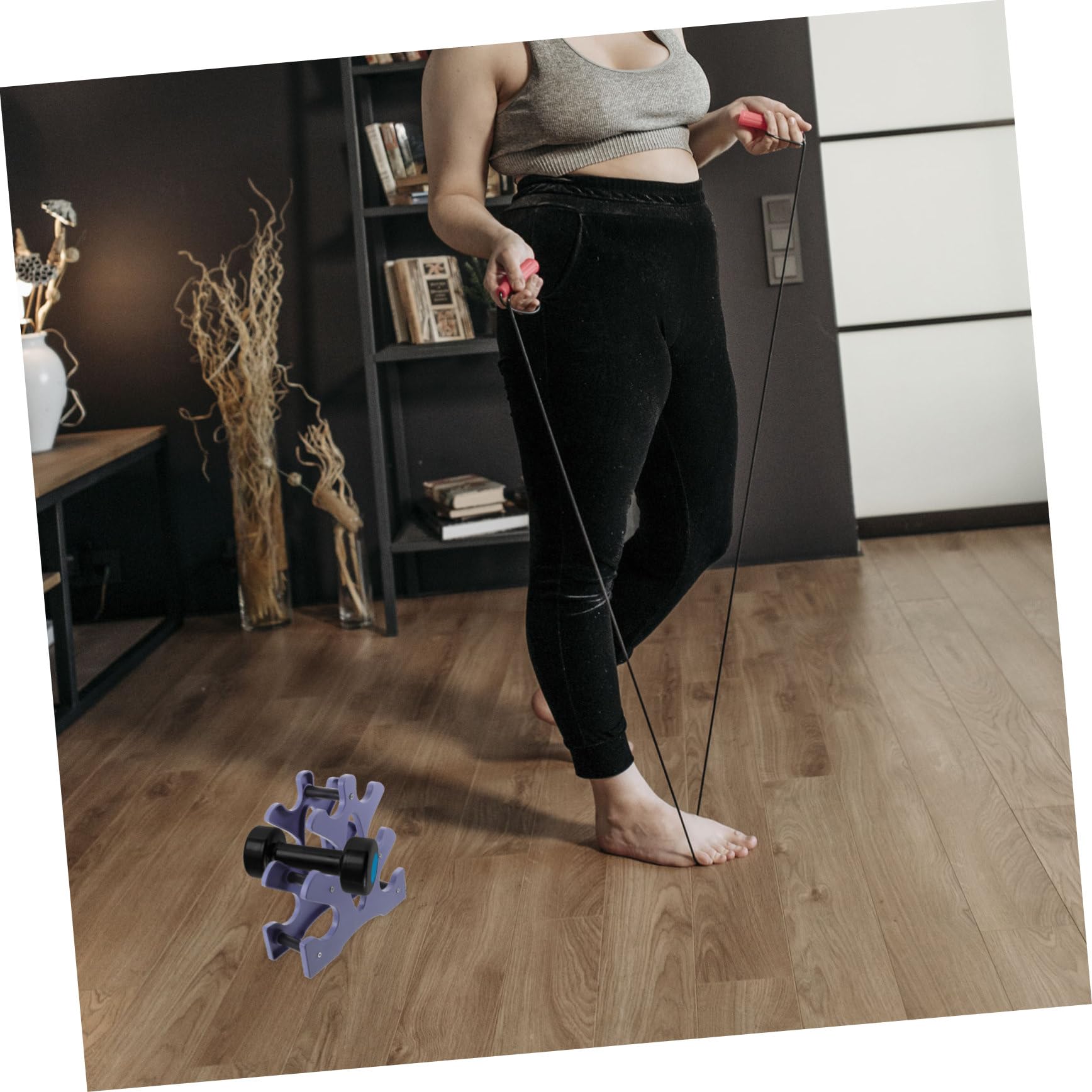 POPETPOP 1Pc Abs Dumbbell Rack Double Sided Dumbbell Storage Holder for Home Gym Durable Wear Resistant Design Safely Holds Up to Prevents Rolling Floor Damage