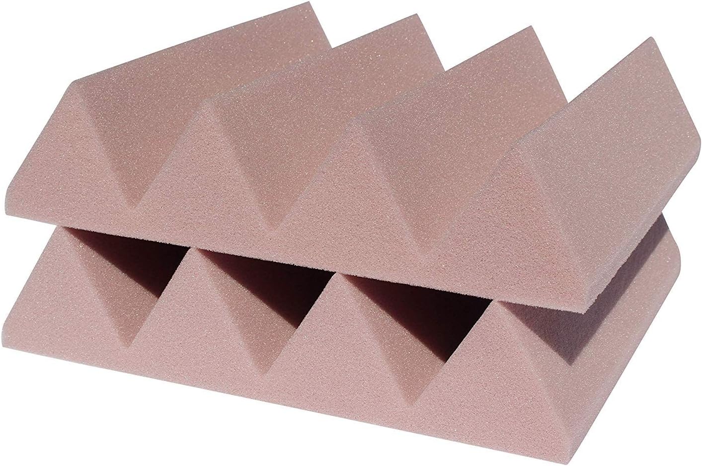Bulk Acoustic Foam Panel Colors For Studio Soundproofing And Sound Dampening, 12x12x3", 48 sq ft packs 3 inch Wedge Style Tiles (Rosy Beige)