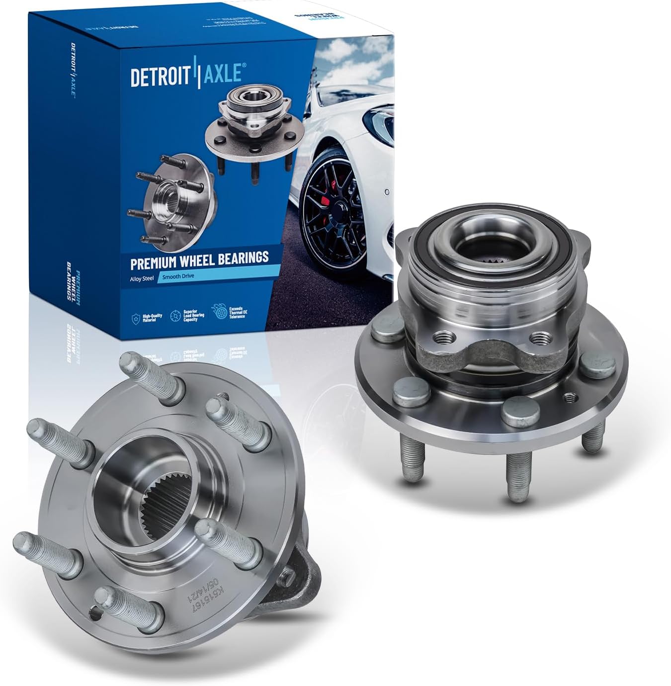 Detroit Axle - 4WD Front 2pc Wheel Bearing Hubs for 15-21 Chevrolet Colorado GMC Canyon 2015 2016 2017 2018 2019 2020 2021, 2 Wheel Bearing & Hubs Assembly Replacement